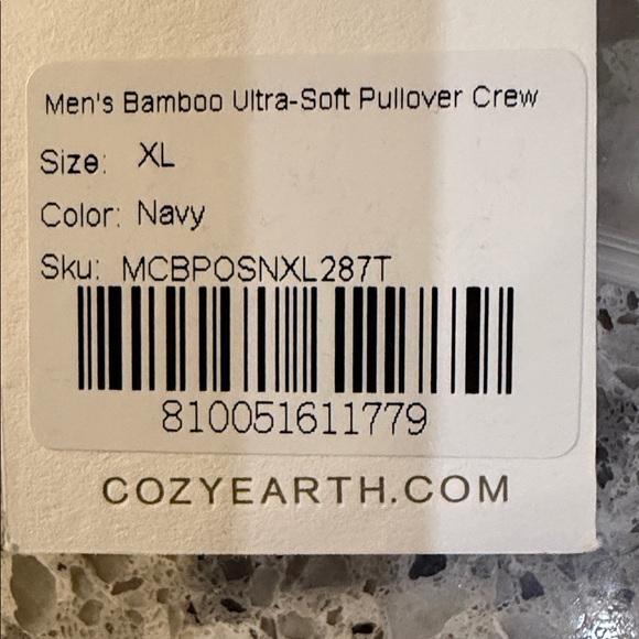 Cozy Earth Men’s Bamboo Ultra-Soft Pullover Crew | NWT | Navy | XL - Picture 3 of 4